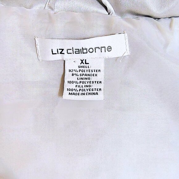 Liz Claiborne Silver Quilted Puffer Vest | Size XL | Lightweight Satin Shine - Picture 7 of 8